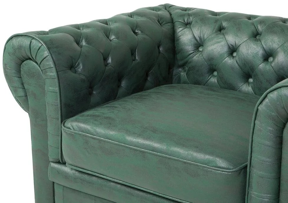 Poltrona em pele sintética verde CHESTERFIELD Beliani