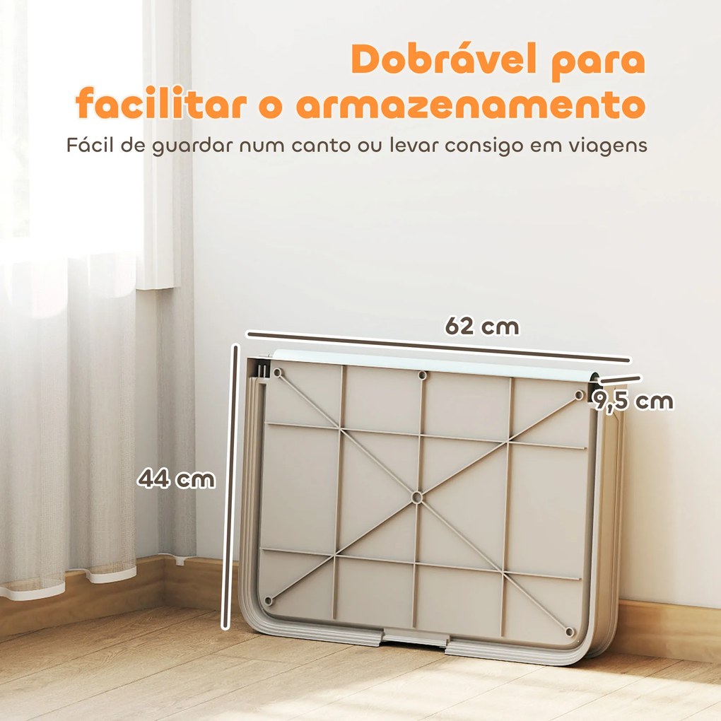 Sanitário Dobrável para Cães 86x62 cm Tabuleiro Higiênico Treino 3 Almofadas Pés Antiderrapantes Cinzento
