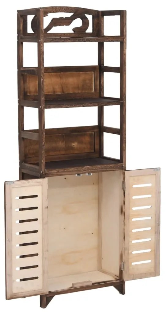 Armário expositor 46x24x140 cm paulownia maciça castanho-escuro