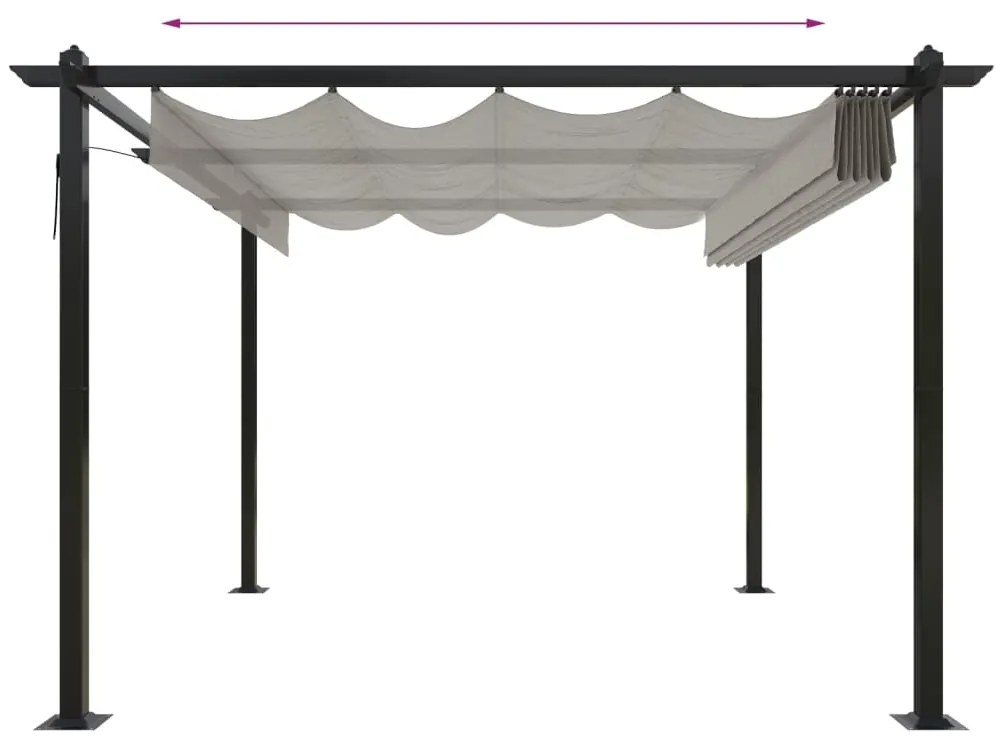 Gazebo de jardim com telhado retrátil 3x3 m cor creme