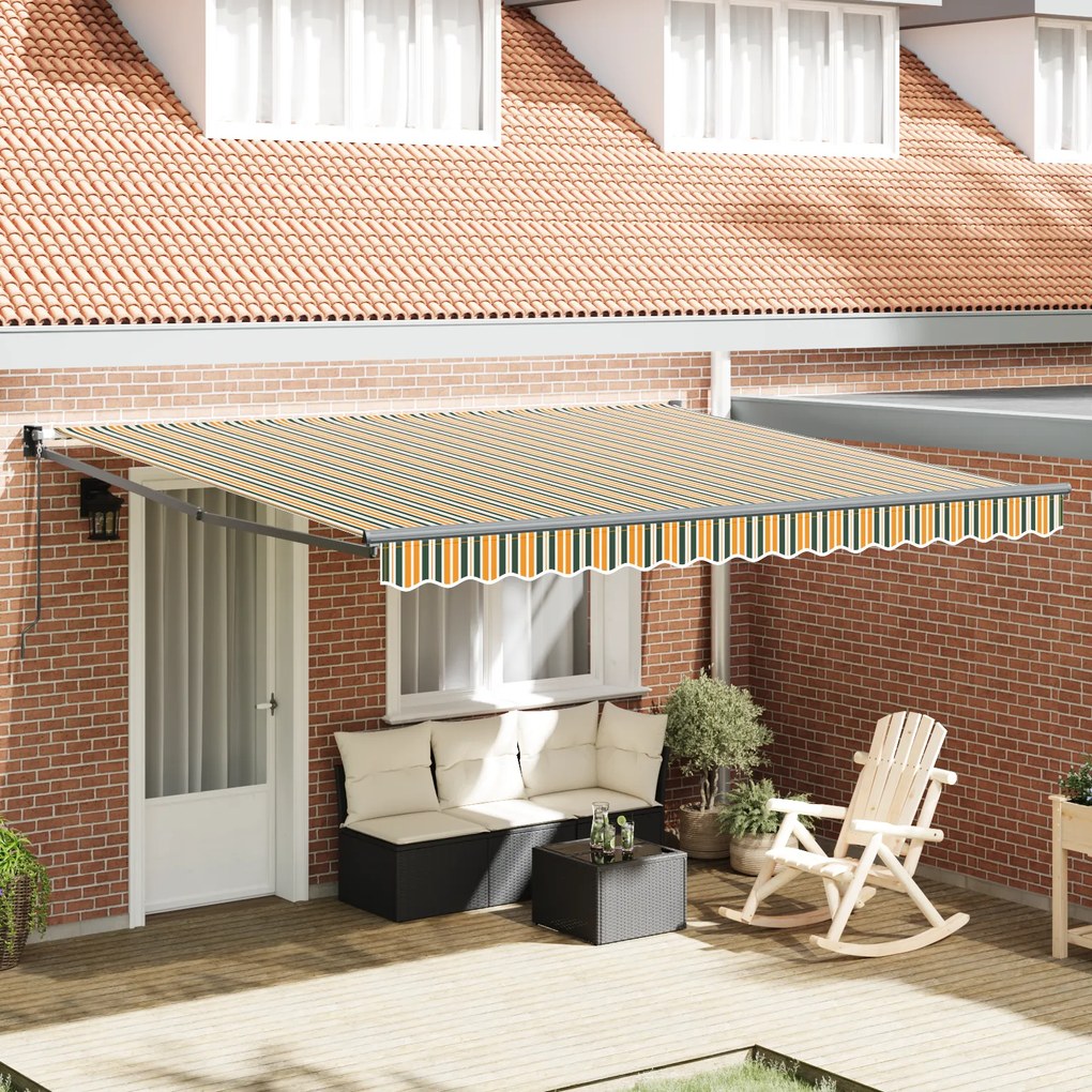 Toldo Retrátil Manual vidaXL Verde e Amarelo 400x300 cm
