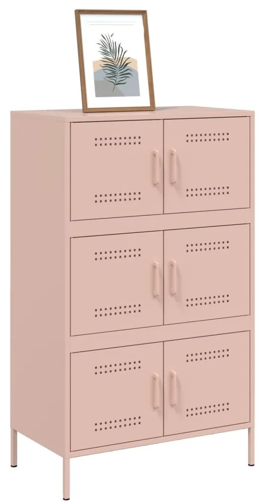 Aparador alto 68x39x113 cm aço rosa
