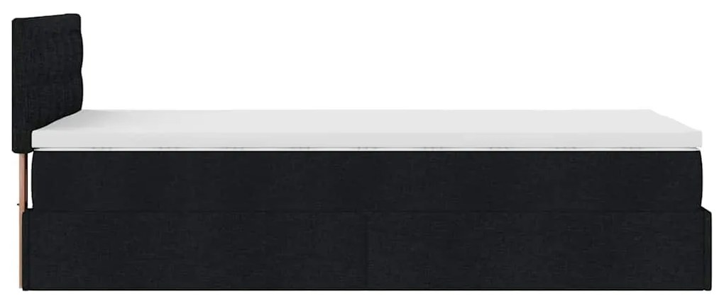 Cama otomana com colchão 100x200 cm tecido preto