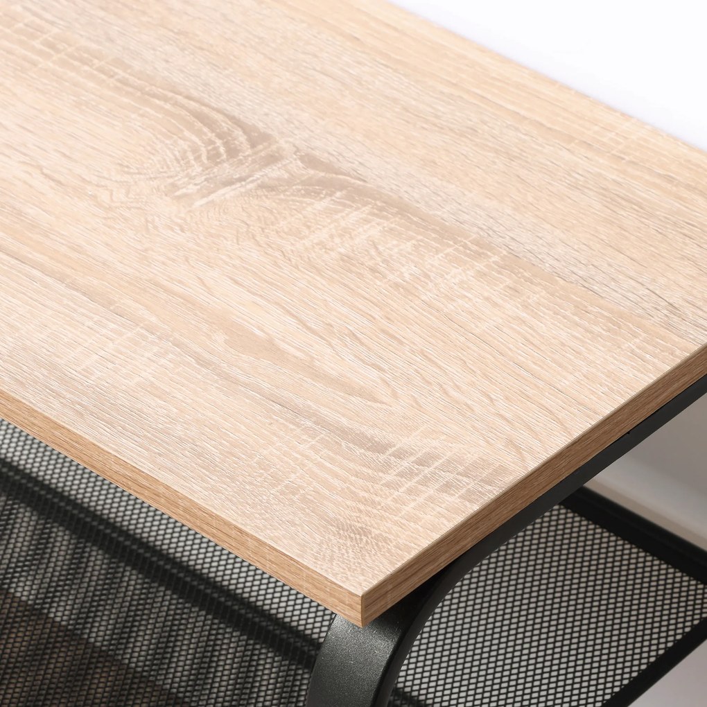 HOMCOM Sapateira Multiúso para 6-9 Pares de Sapatos Móvel com Estrutura Metálica para Entrada Corredor 66x30x47,5cm Carvalho e Preto