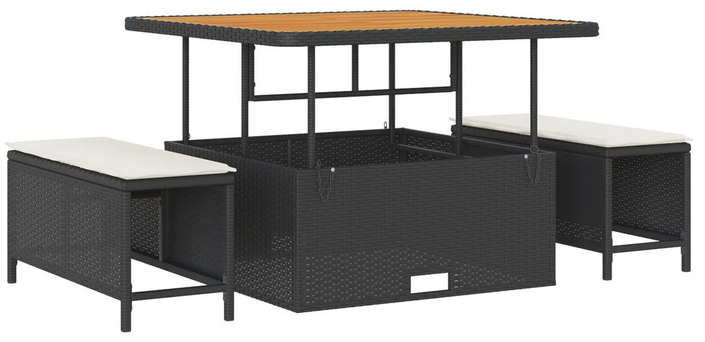 Conjunto de Sofá de Jardim vidaXL de 9 Peças com Almofadas Preto Ratta