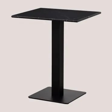 Mesa Bar Quadrada Em Mármore Livanto Preto & ↔︎ 60 Cm & Preto - Sklum