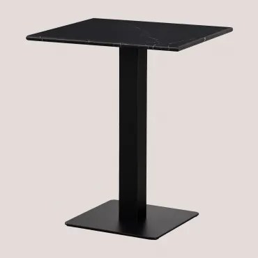 Square Livanto Marble Bar Table Mármore Nero Marquina & ↔︎ 60 Cm & Preto - Sklum