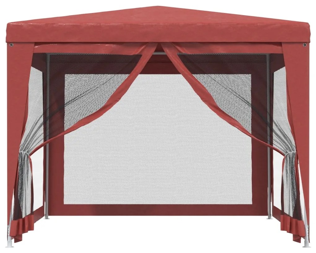 Tenda p/ festas c/ 4 paredes laterais rede 3x3 m PEAD vermelho