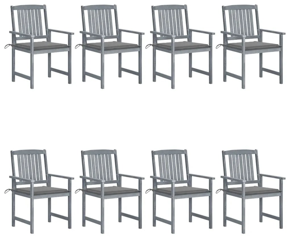 vidaXL Cadeiras de jardim c/ almofadões 8 pcs acácia maciça cinzento