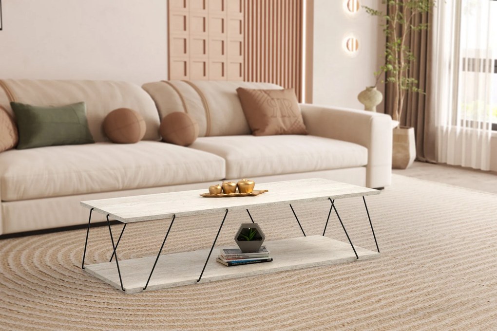Mesa de Centro Labranda – Travertine Black – 120x30x50 cm