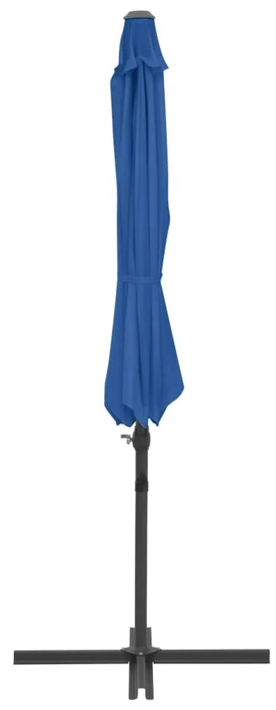 Guarda-sol jardim cantilever com poste de aço 300 cm azul ciano