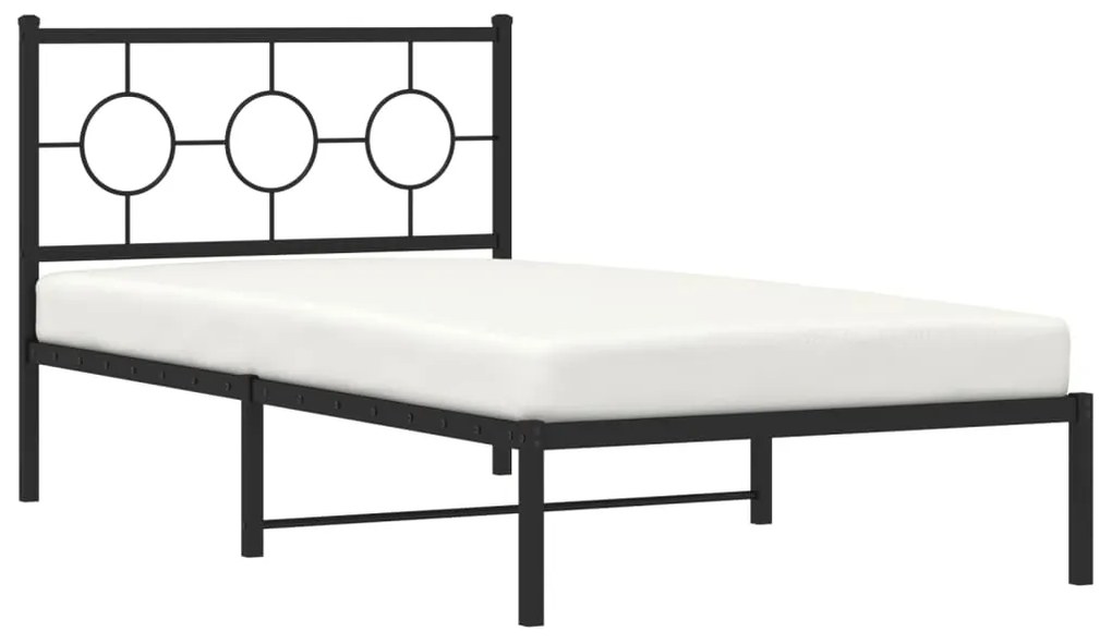 Estrutura de cama com cabeceira 100x190 cm metal preto