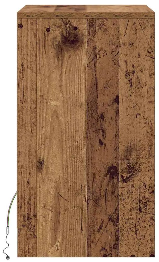Criado-mudo LED 2 pcs Madeira antiga 38 x 34 x 61 cm Aglomerado