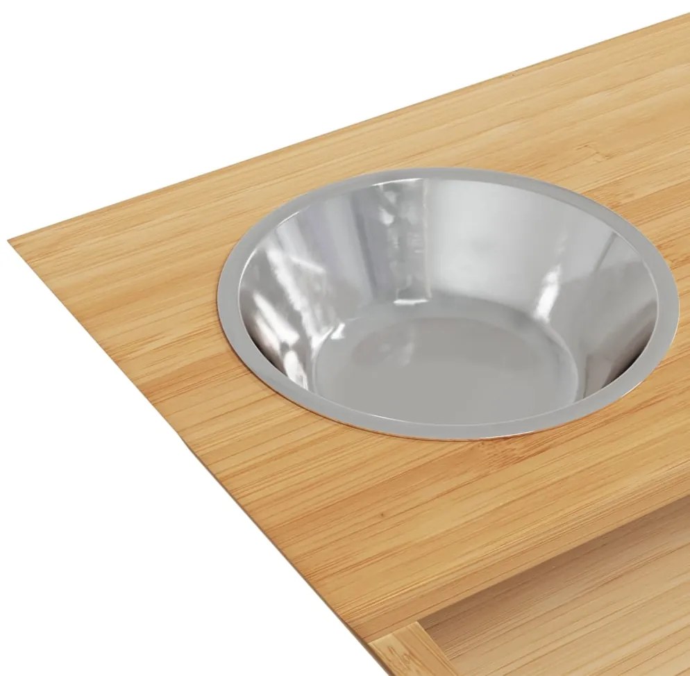 Taças elevadas para cães 35,5x18x10,5 cm bambu