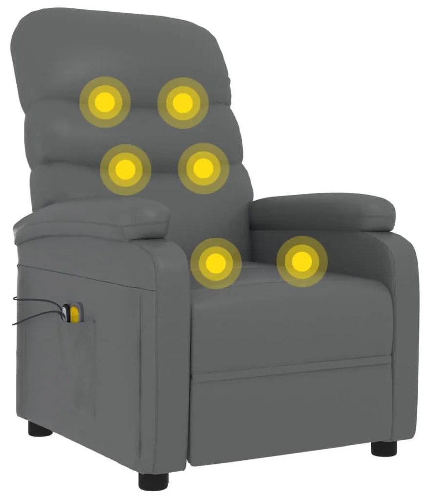 Poltrona de massagens elétrica couro artificial cinzento
