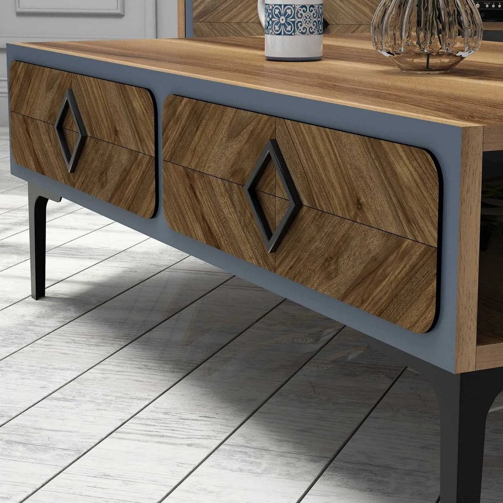 **** Conjunto de Mobiliário de Sala Samba – Nogueira Azul – TV: 180x52