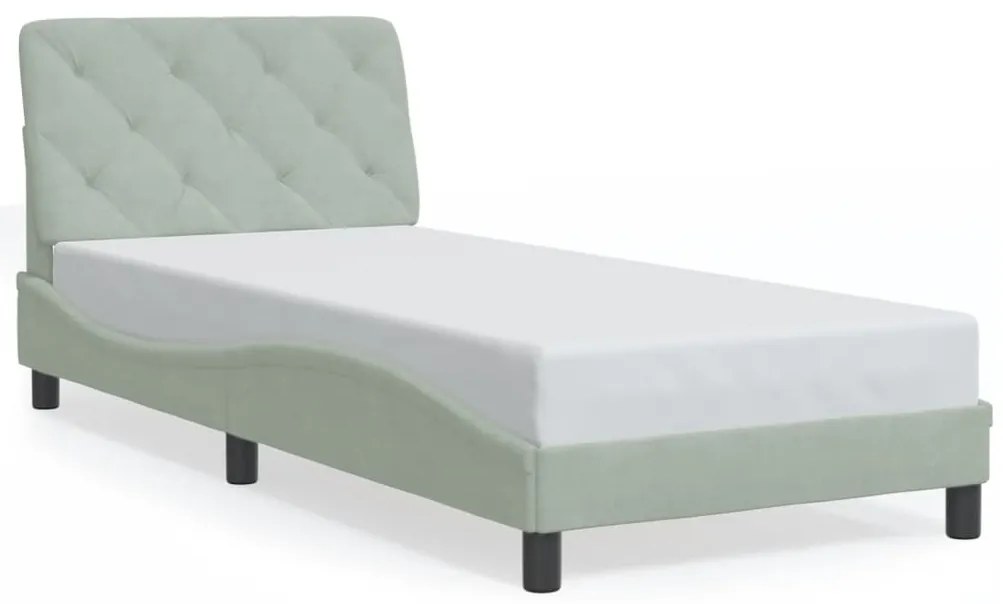 Estrutura de cama c/ luzes LED 90x200 cm veludo cinzento-claro