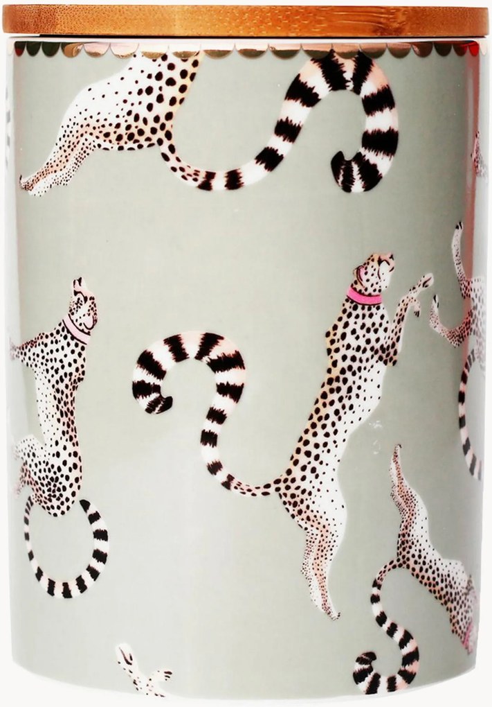 Pote de arrumação em porcelana fine bone china Cheetah