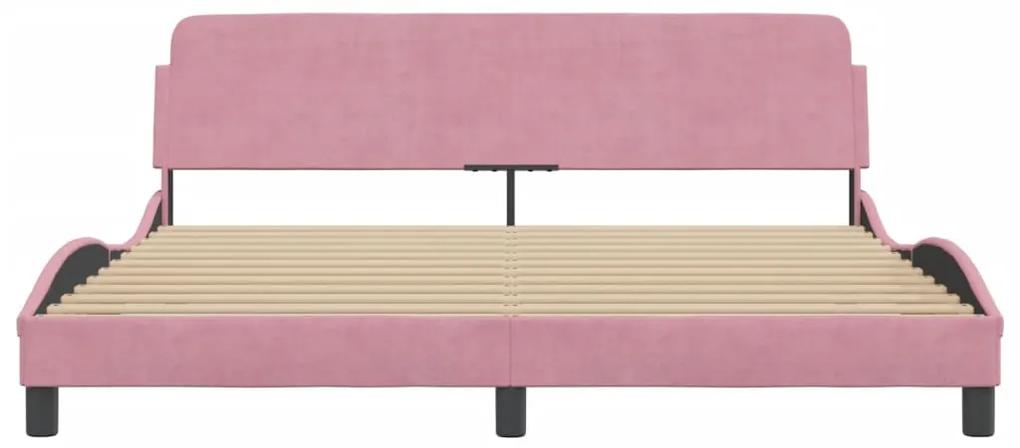 Estrutura de cama c/ cabeceira 180x200 cm veludo rosa