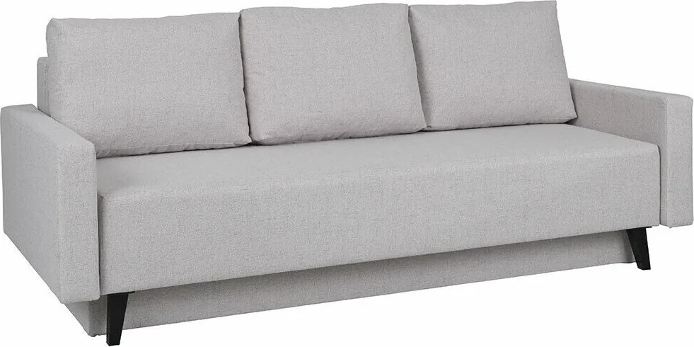 Sofá-cama Delbene 128, Cama com arrumação, Cinzento, Preto brilhante, 86x215x95cm, 101.01 kg, Pernas: Plástico
