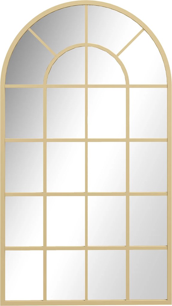 HOMCOM Espelho verrière arco estilo industrial janela arcade metal 110 x 65 cm dourado | Aosom Portugal