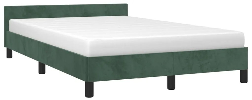 Estrutura de cama c/ cabeceira 120x200 cm veludo verde-escuro