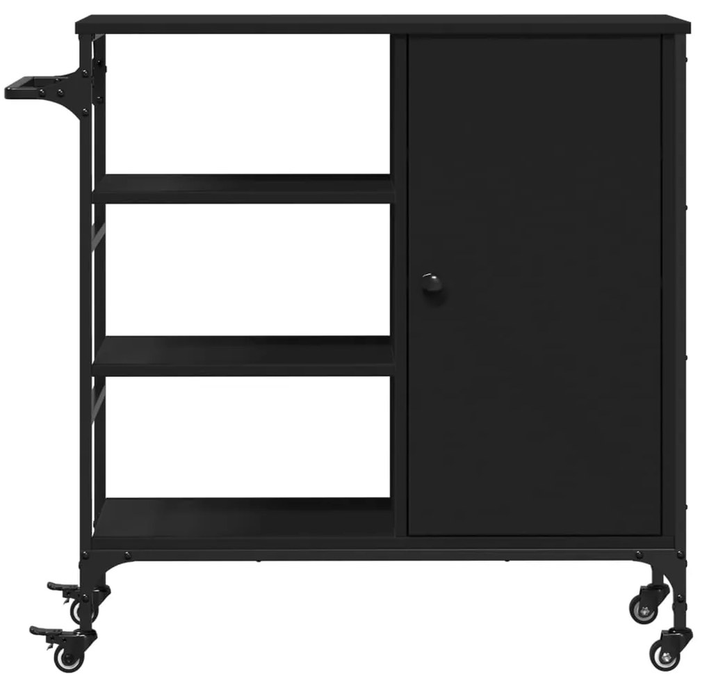 Carrinho de cozinha 87,5x38,5x84,5cm derivados de madeira preto