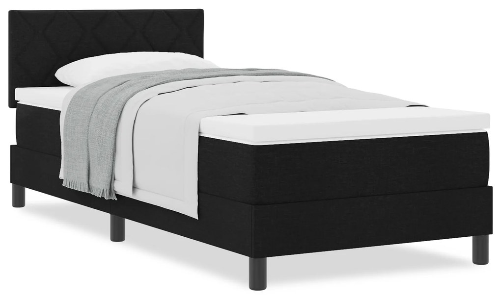Cama Box Spring com Colchão Preta 90x200 cm Tecido
