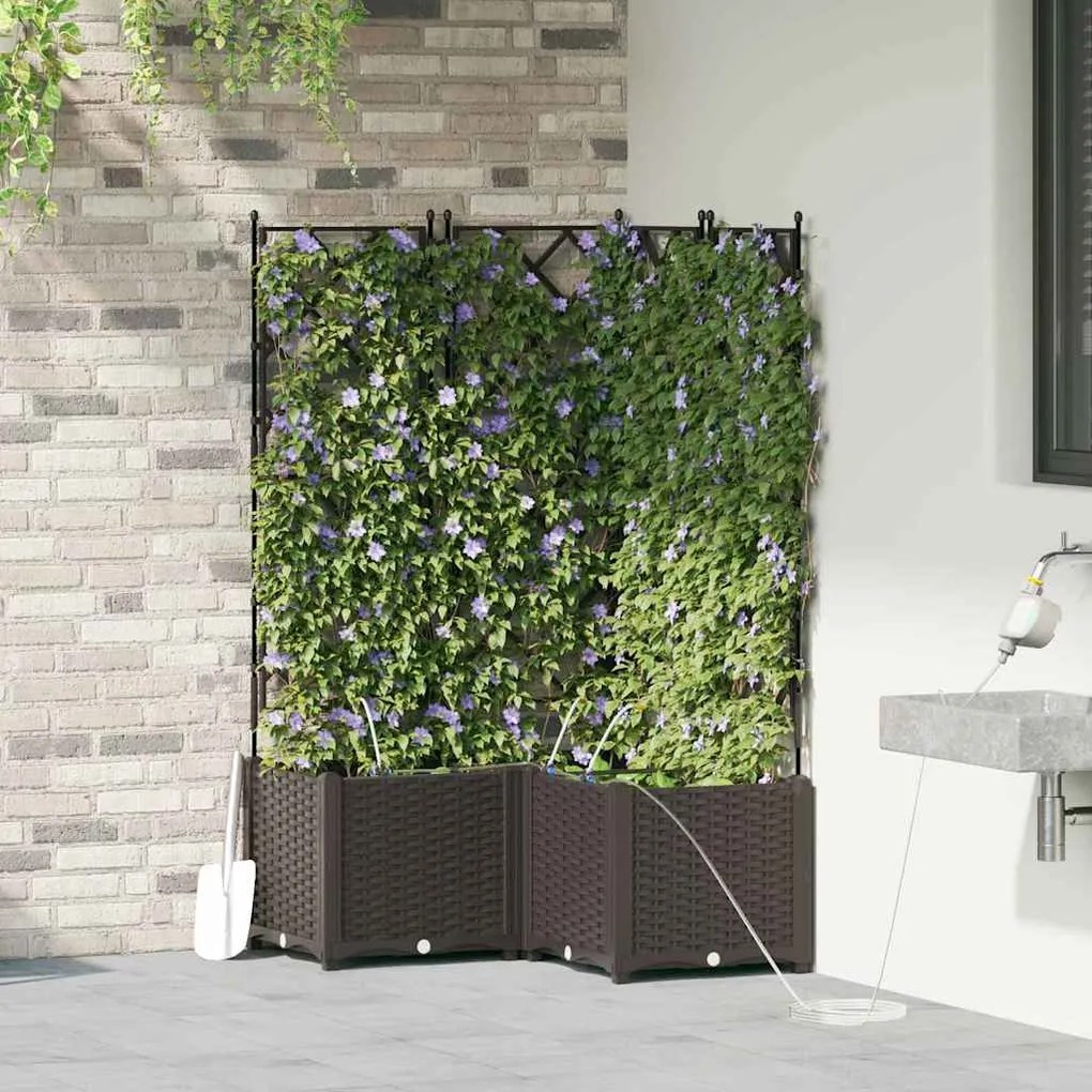 Jardineiras de Jardim 1 pc Castanho 80 x 80 x 142 cm Plástico
