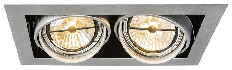 Conjunto de 6 focos embutidos de aço AR111 ajustáveis 2 luzes - Oneon