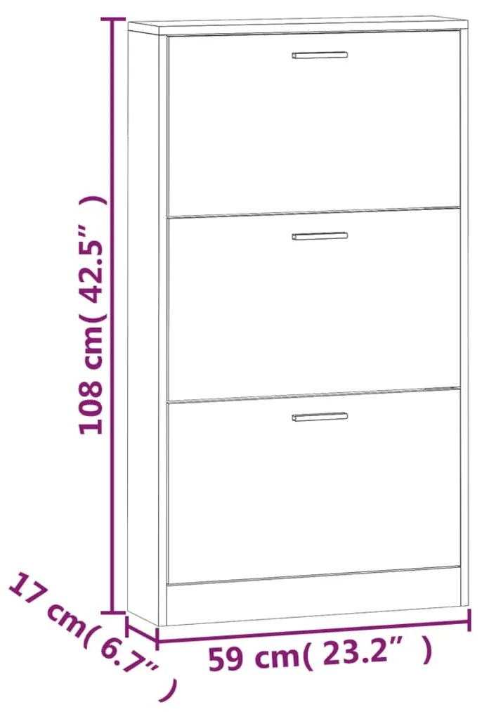 Sapateira 59x17x108 cm derivados de madeira cinzento cimento