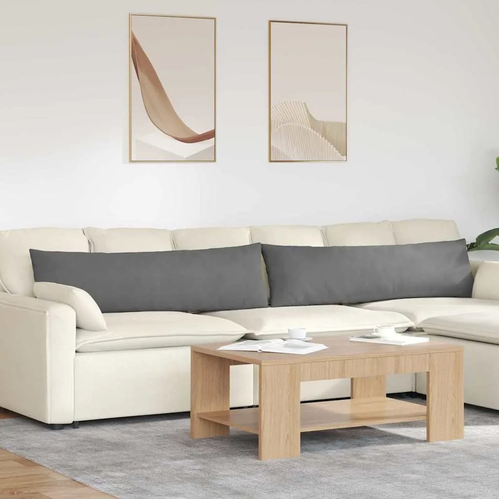 vidaXL Travesseiros de Sofá 2 pcs Cinza Escuro 145 x 40 cm tecido