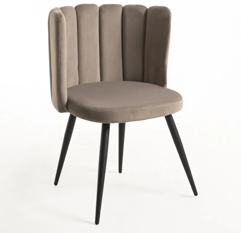 Conjunto de 2 Cadeiras Hawa em Veludo Bege Acastanhado - Design Modern