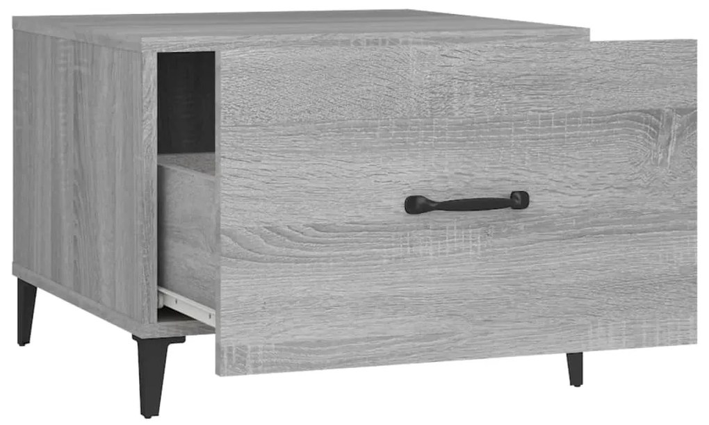 Mesas de centro + pernas de metal 2pcs 50x50x40 cm sonoma cinza