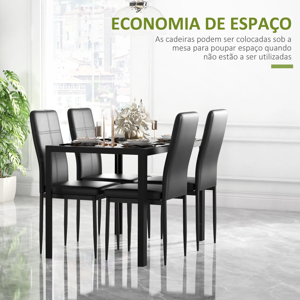 Conjunto de Refeição Mesa e 4 Cadeiras Conjunto de 5 Peças de Móveis d