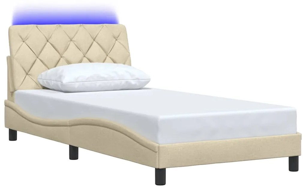 Estrutura de cama com LED sem colchão 100x200 cm tecido