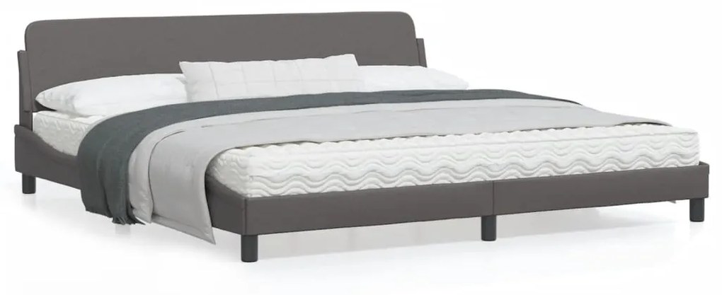 vidaXL Estrutura cama c/ cabeceira 200x200cm couro artificial cinzento