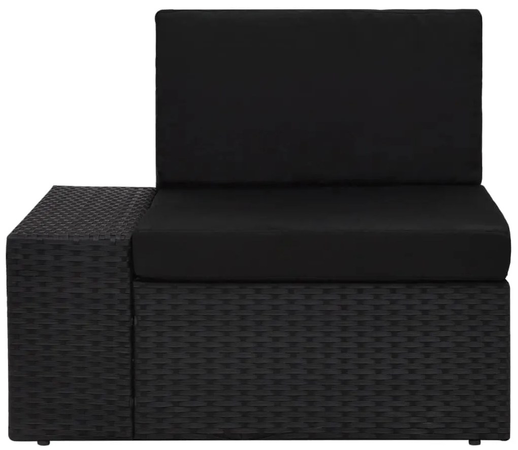 4 pcs conjunto lounge para jardim vime PE preto