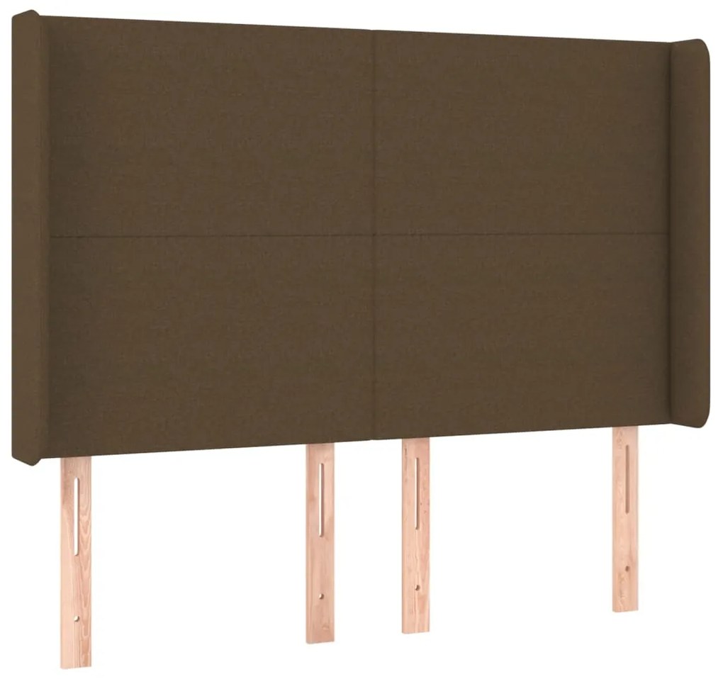 Cama box spring c/ colchão/LED 140x200cm tecido castanho-escuro