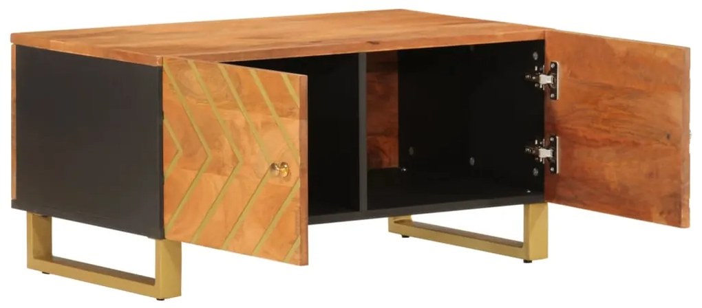 Mesa de centro 80x50x40 cm mangueira maciça castanho e preto