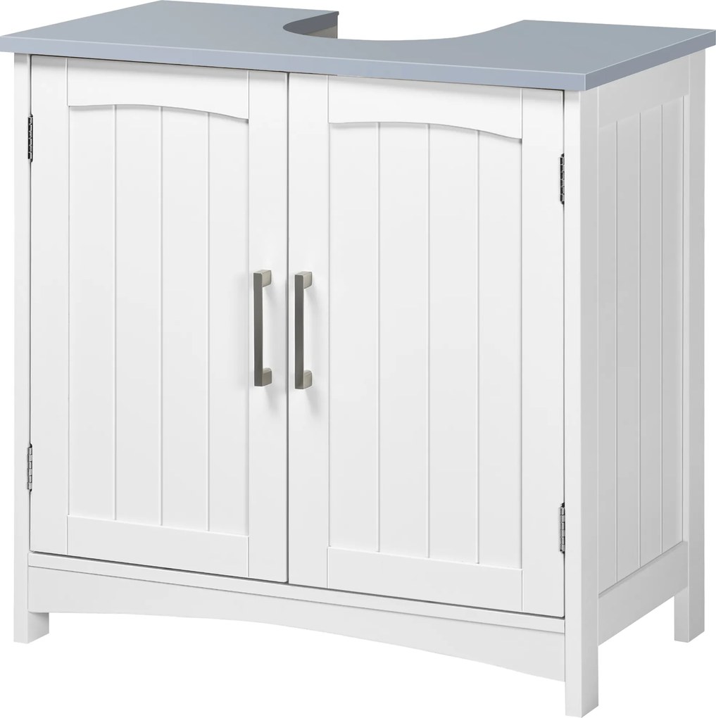 Móvel de casa de banho para lavatório (NÃO INCLUIDO) com duas portas e prateleiras ajustáveis 60 x 33 x 60 cm branco