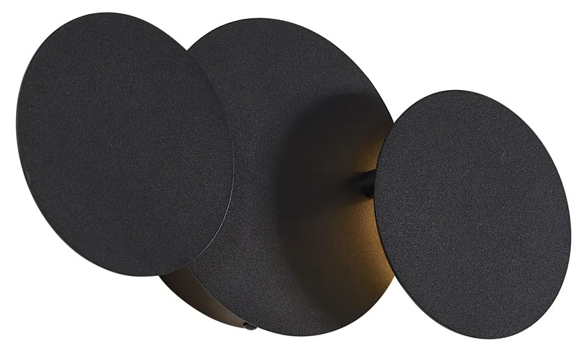 Candeeiro de parede moderno preto incl. LED regulável em 3 níveis 3 luzes - Sunrise