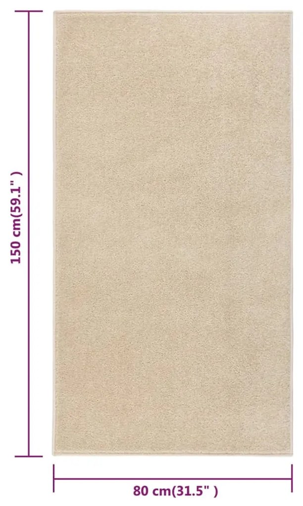 Tapete de pelo curto 80x150 cm bege