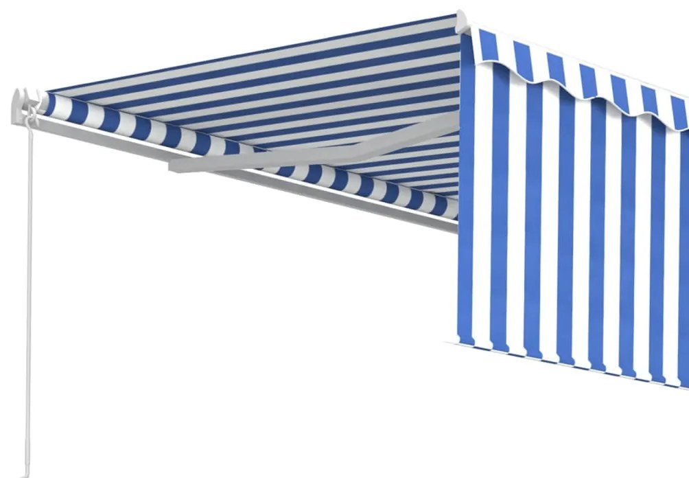 Toldo retrátil manual com estore 4,5x3 m azul e branco