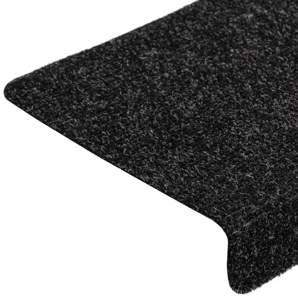 Tapetes de escada 5 pcs 65x21x4 cm agulhado preto
