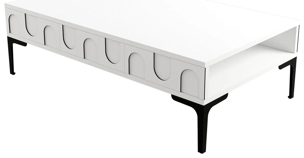 Mesa de Centro Lyon – Branco e Preto – 105x32,6x60 cm