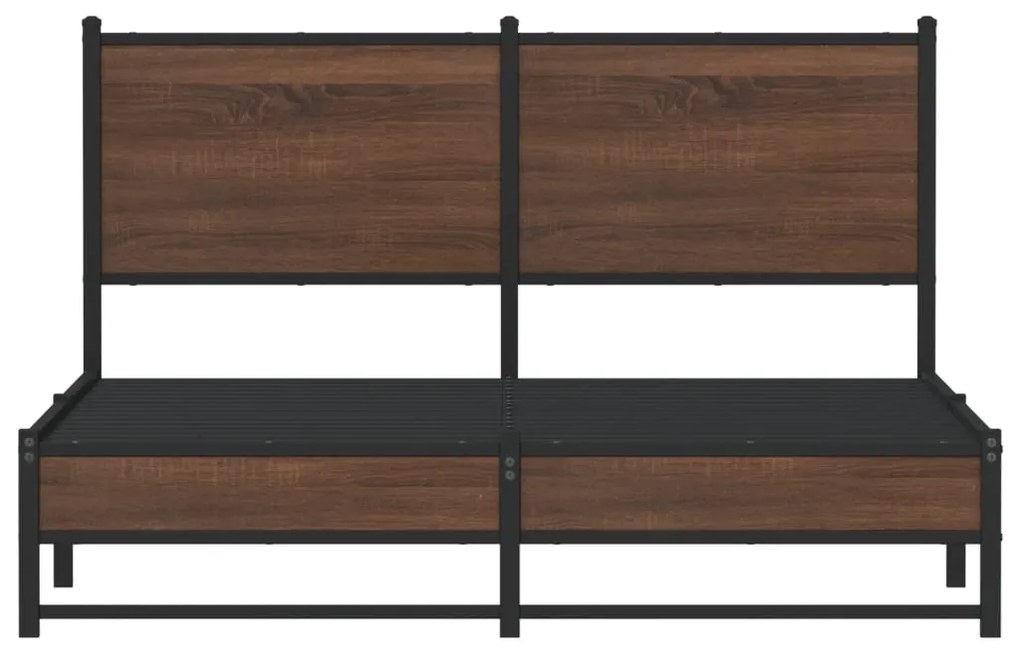 Estrutura de cama sem colchão 140x190cm metal carvalho castanho