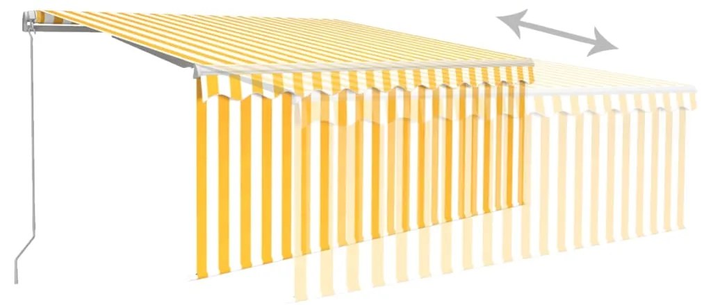 Toldo retrátil manual com estore/LED 3,5x2,5 m amarelo e branco