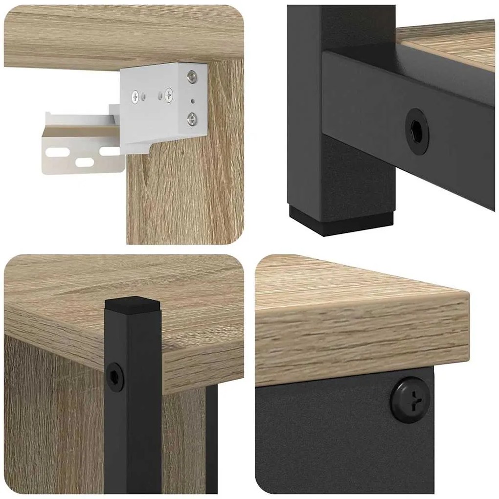 Conjunto de Móveis para Banheiro 4 pcs Carvalho sonoma Médio