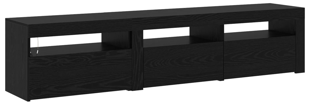Armários para TV vidaXL 2 pcs com Luzes LED Carvalho Preto Madeira de